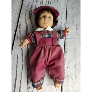 Palm Pals Bean Bag Kids Doll Boy Red Green Plaid, Sad Face Nose Running Read